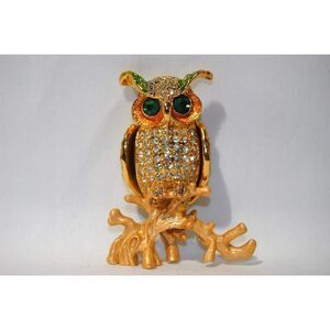 Taylor Avedon Large Owl with Green Eyes Trinket Box